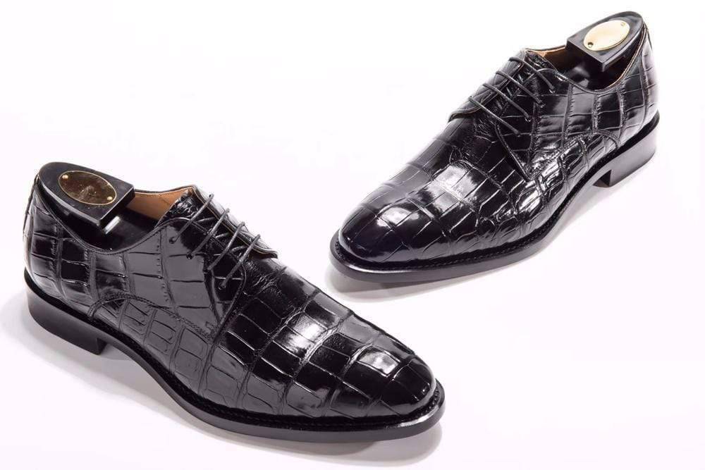 Crocodile Shoes Goodyear Welted Handmade Men Crocodile Leather Lace-Up Shoes,Mens Crocodile Leather Dress Shoes