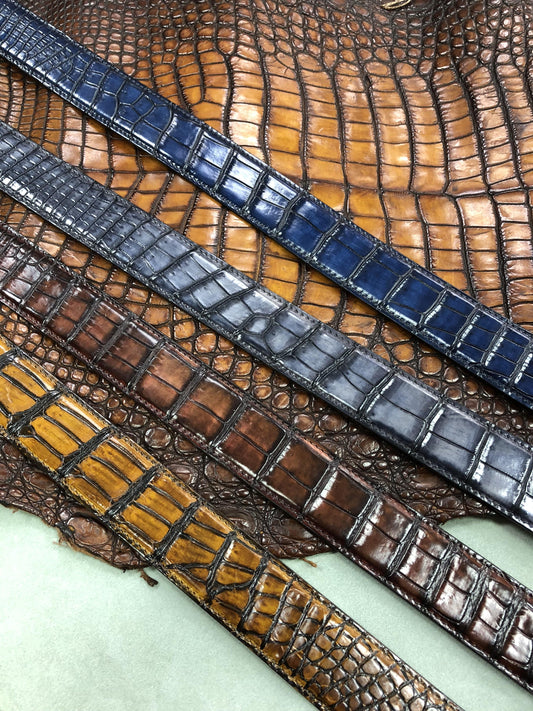 Hand Painted Genuine Crocodile Leather  Belt