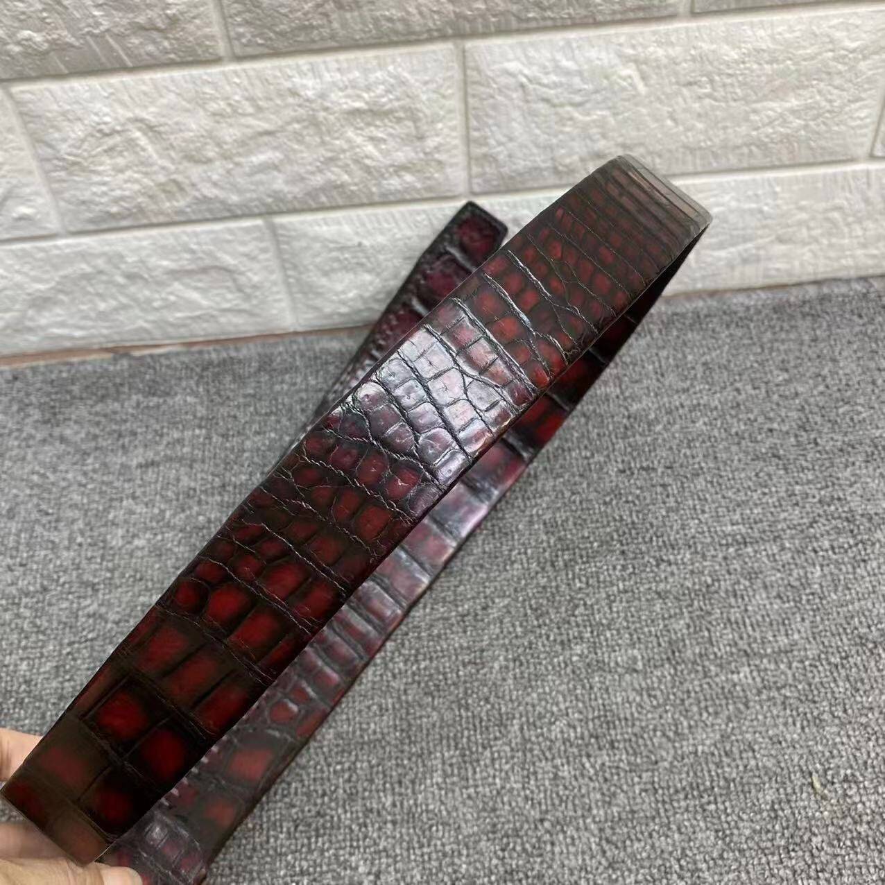 Hand Stitching Double Sides Nile Crocodile Skin Leather Belt