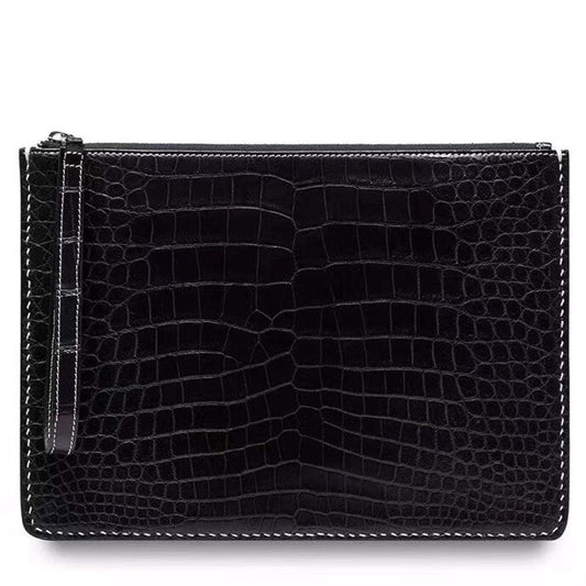 Handmade Stitching Genuine Crocodile Leather Men's Clutch  Bag Handbag  Envelope Men's Clips Large Capacity Clutches