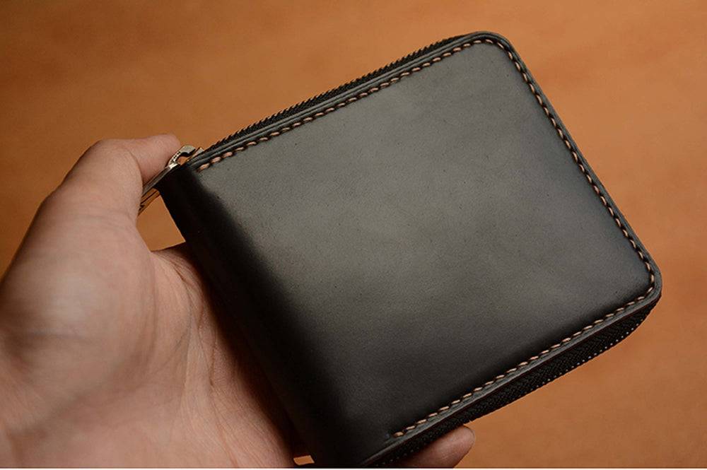 Handmade US Horween Shell Cordovan Leather Brown Short Wallet