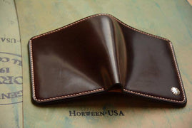 Handmade US Horween Shell Cordovan Leather Short Wallet Multi-card Holder Simple Wallets