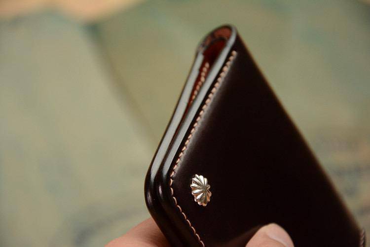 Handmade US Horween Shell Cordovan Leather Short Wallet Multi-card Holder Simple Wallets