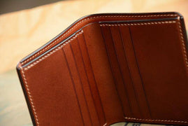Handmade US Horween Shell Cordovan Leather Short Wallet Multi-card Holder Simple Wallets
