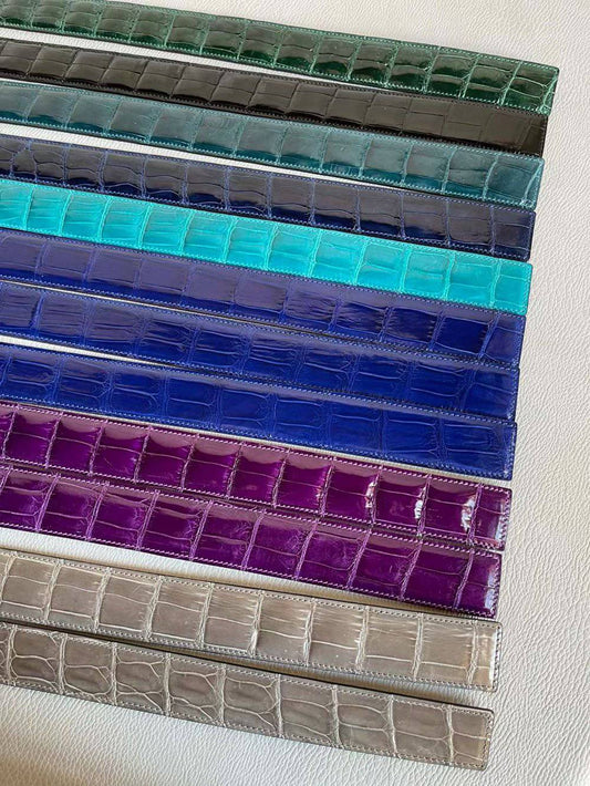 High Shiny Beaded Nile Crocodile Skin Leather Belt