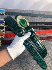 High Shiny Beaded Nile Crocodile Skin Leather Belt