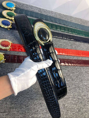 High Shiny Beaded Nile Crocodile Skin Leather Belt