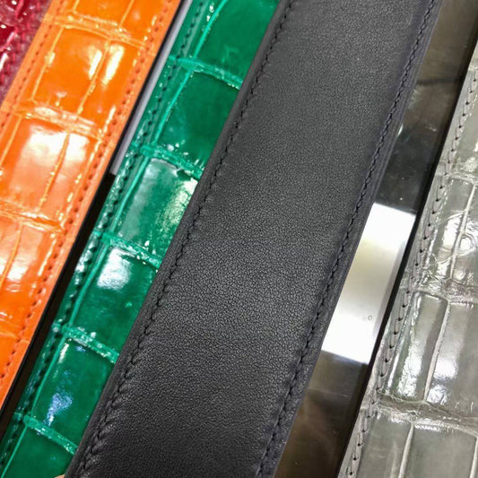 High Shiny Nile Crocodile Skin Leather Belt
