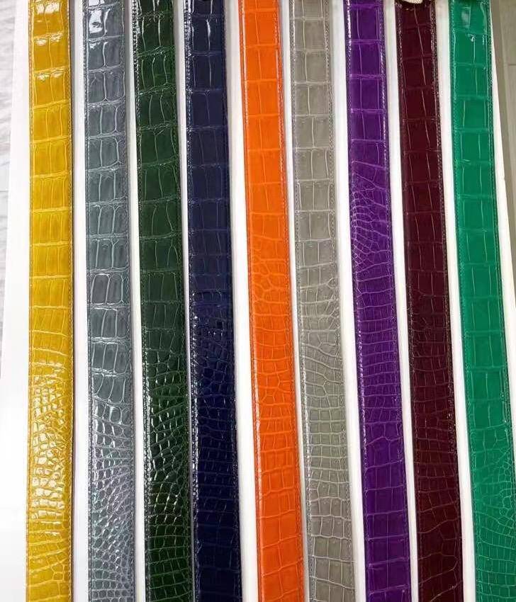 High Shiny Nile Crocodile Skin Leather Belt