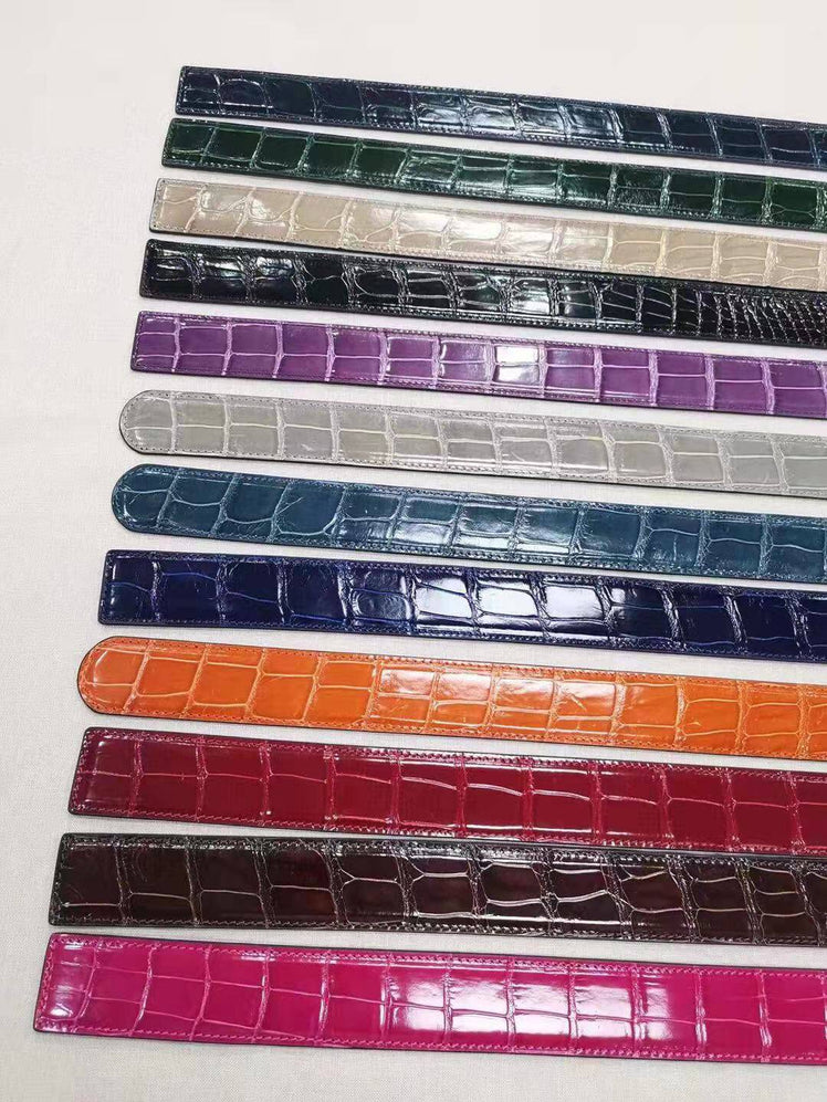 High Shiny Nile Crocodile Skin Leather Belt