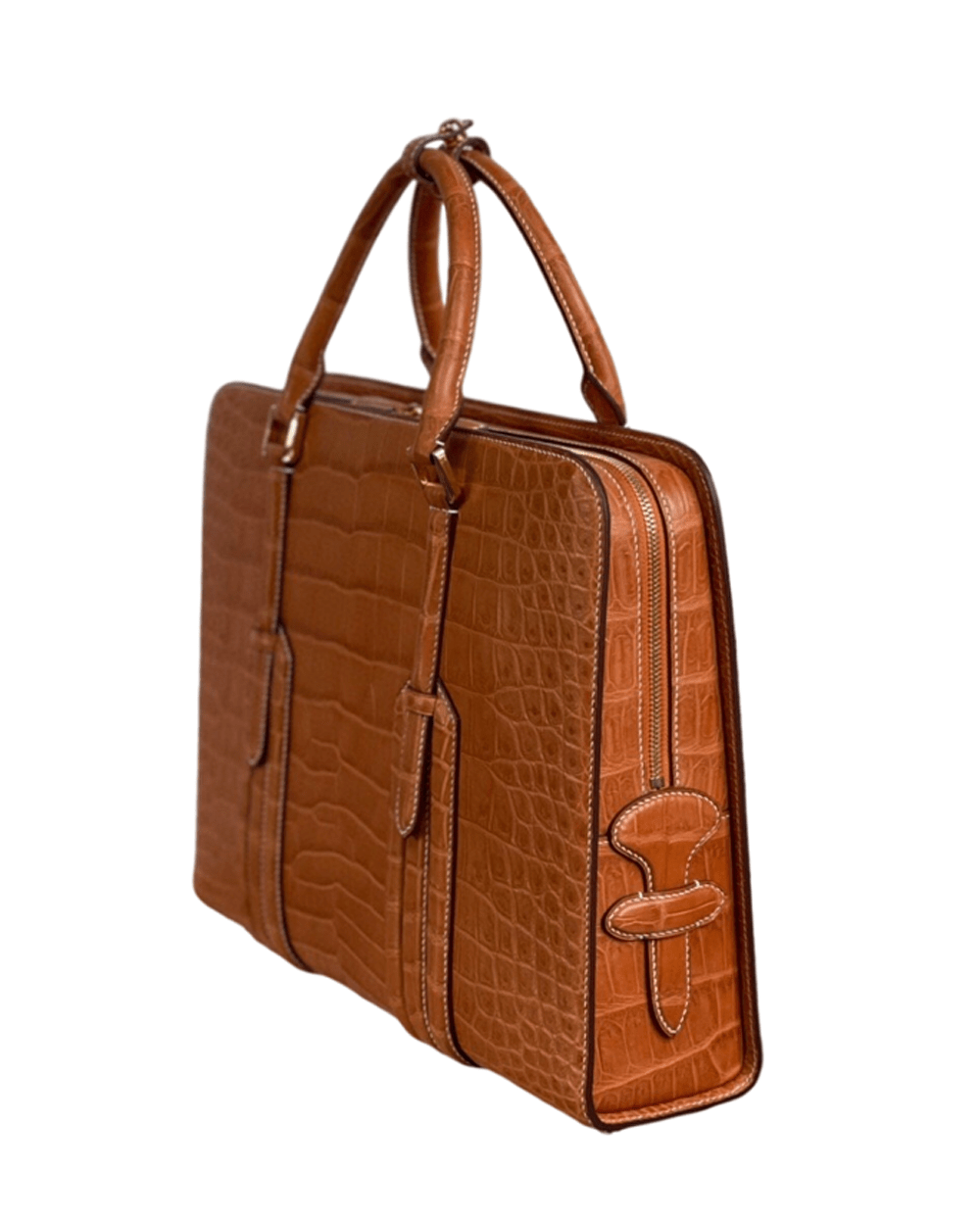 Large Genuine  Crocodile Briefcase, Luxury Crocodile Business Bag for Men Tan