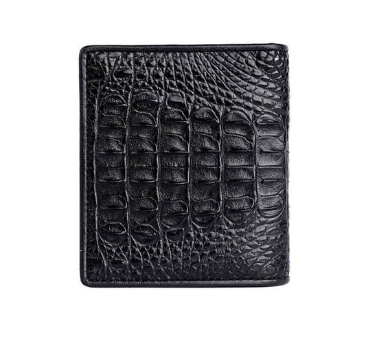 Men Bifold Leather Wallet- Genuine Crocodile Leather Back Bone Leather