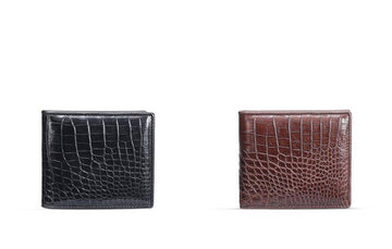 Men Bifold Leather Wallet- Genuine Crocodile Leather Belly Leather