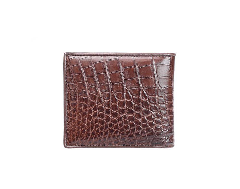 Men Bifold Leather Wallet- Genuine Crocodile Leather Belly Leather