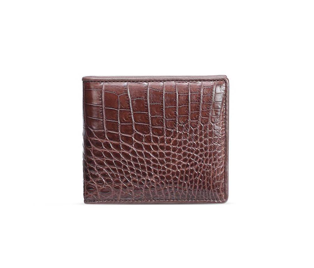 Men Bifold Leather Wallet- Genuine Crocodile Leather Belly Leather