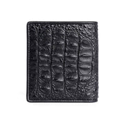 Men Bifold Leather Wallet- Genuine Crocodile Leather Head Bone Leather