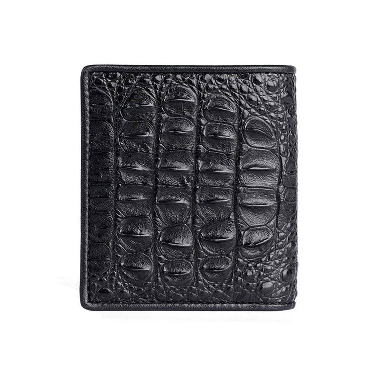 Men Bifold Leather Wallet- Genuine Crocodile Leather Head Bone Leather