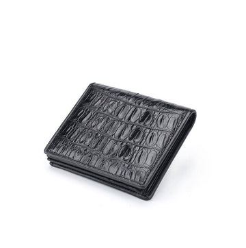 Men Bifold Leather Wallet- Genuine Crocodile Leather Tail Bone Leather