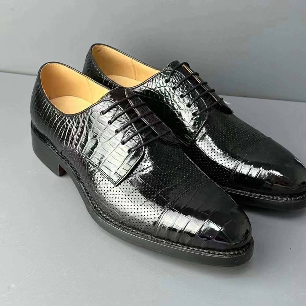 Crocodile Shoes Men Breathable Crocodile Leather Shoes Goodyear Formal Dress Shoes Male Office Party Wedding Shoes