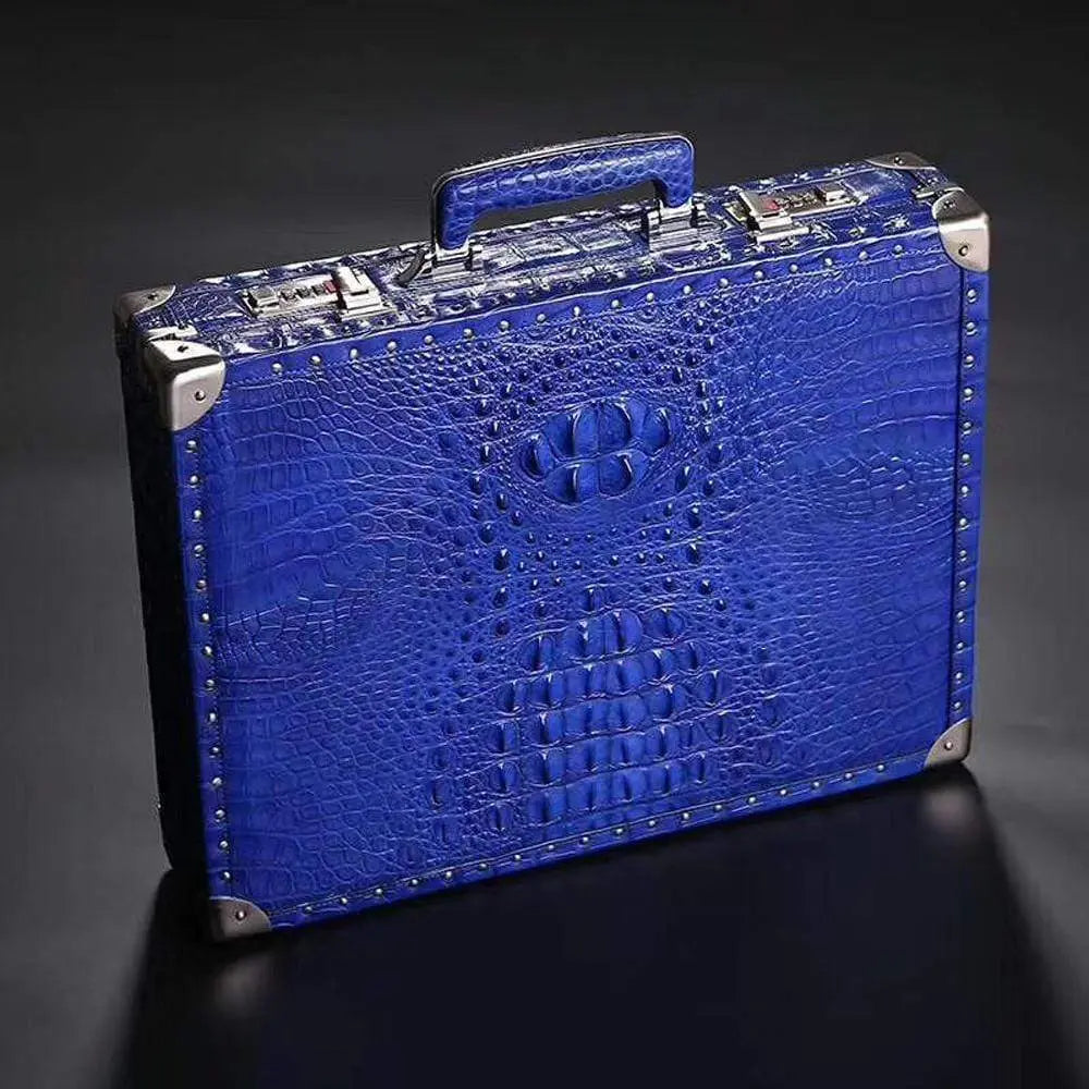 Preorder Men's Crocodile Skin Leather Large Black Business Professional Attache Travel Case