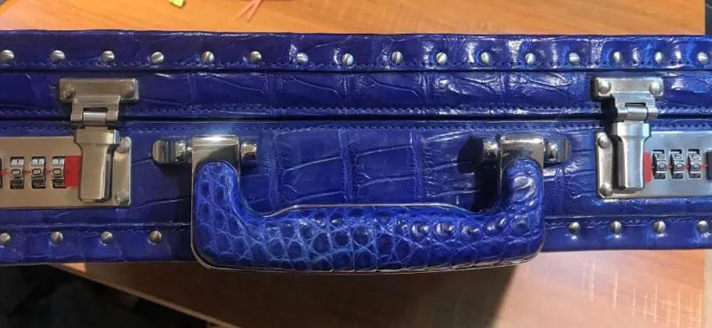 Preorder Men's Crocodile Skin Leather Large Black Business Professional Attache Travel Case