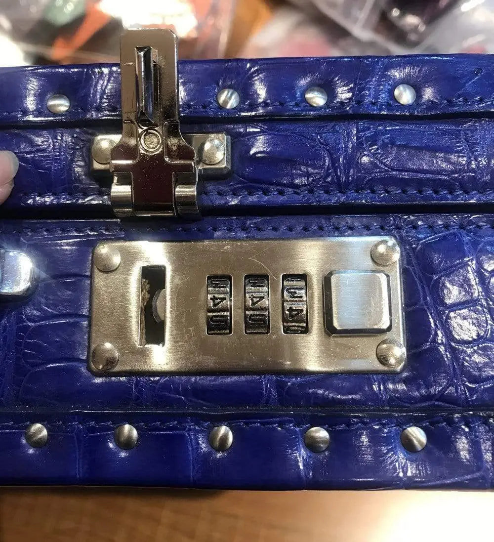 Preorder Men's Crocodile Skin Leather Large Black Business Professional Attache Travel Case