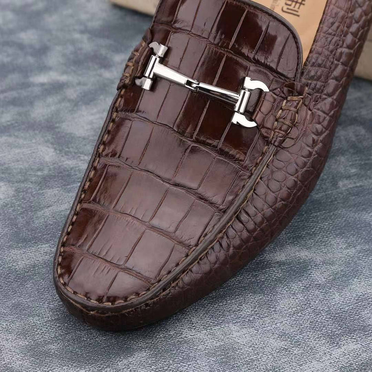 Crocodile Shoes Men's  Crocodile Leather Slip-On Bit Loafers