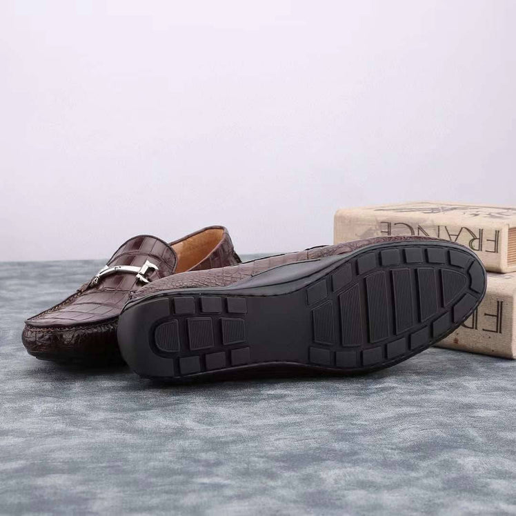 Crocodile Shoes Men's  Crocodile Leather Slip-On Bit Loafers