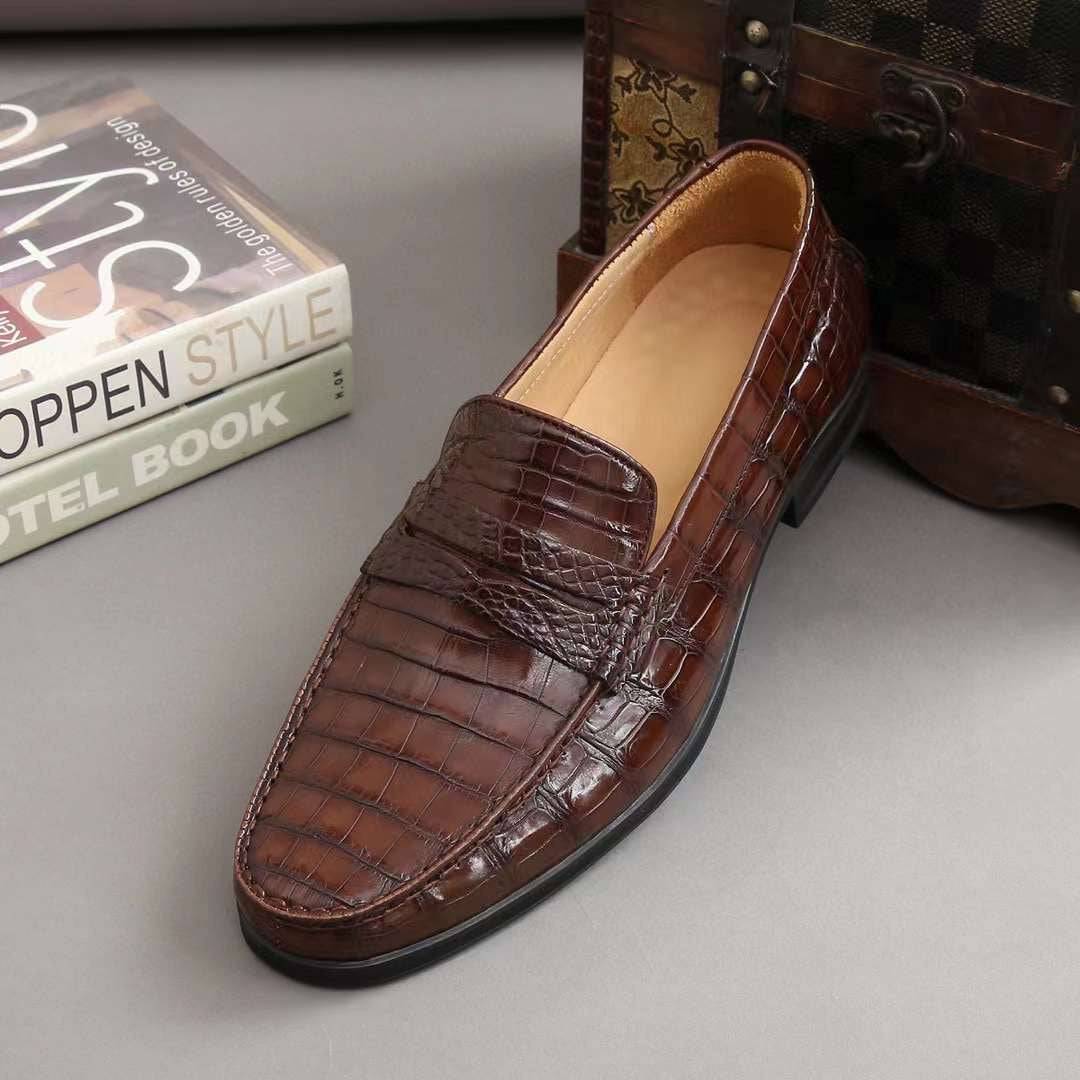 Crocodile Shoes Men's  Crocodile Leather Slip-On Loafers