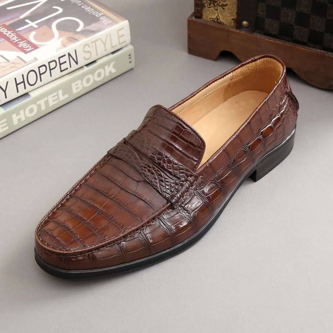 Crocodile Shoes Men's  Crocodile Leather Slip-On Loafers