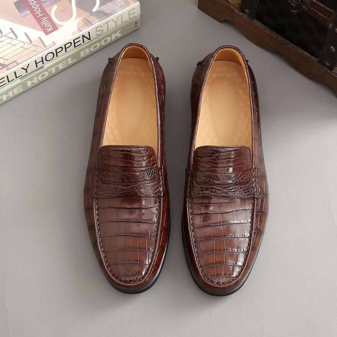 Crocodile Shoes Men's  Crocodile Leather Slip-On Loafers