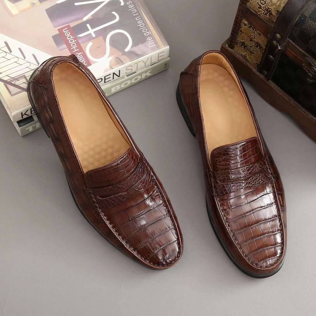 Crocodile Shoes Men's  Crocodile Leather Slip-On Loafers