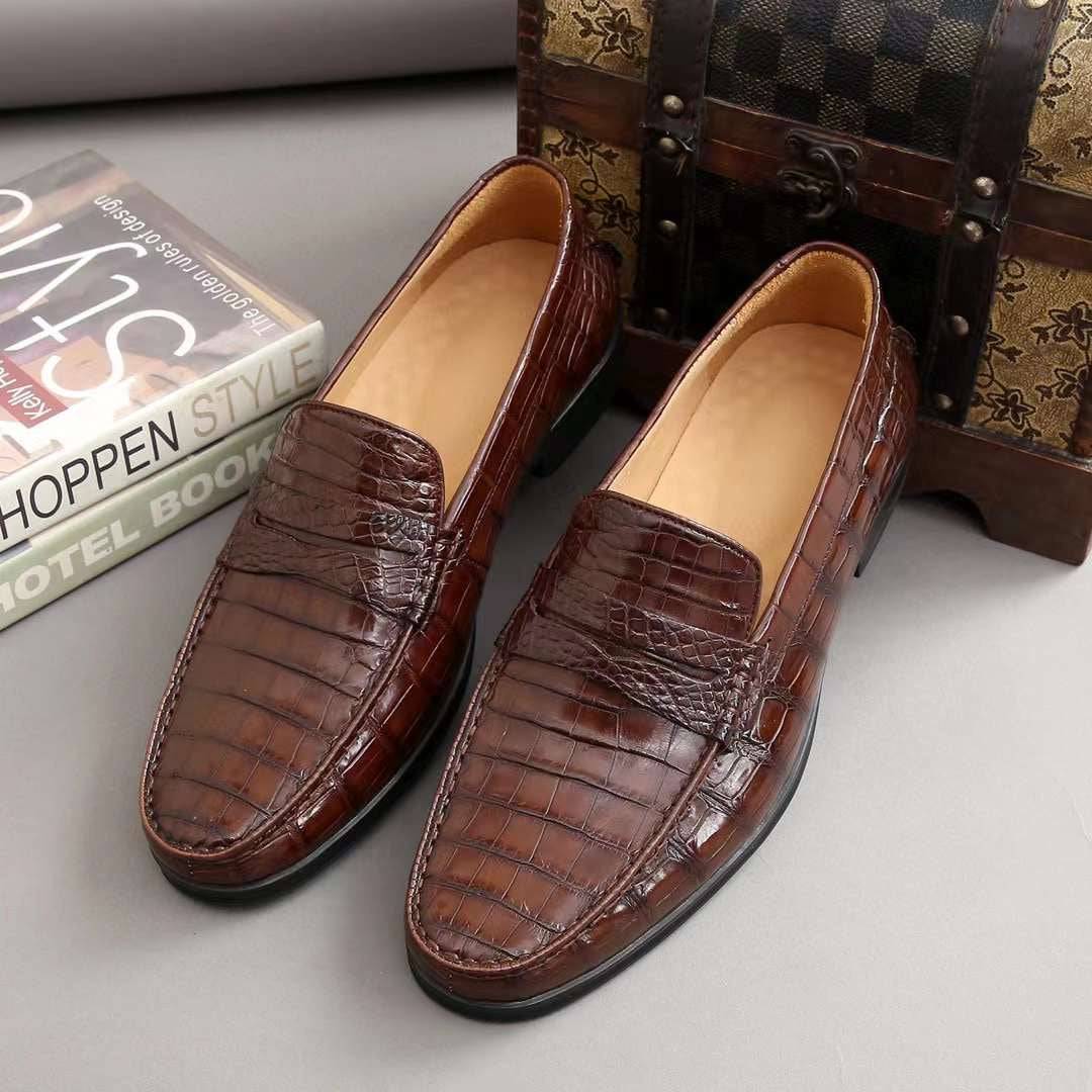 Crocodile Shoes Men's  Crocodile Leather Slip-On Loafers