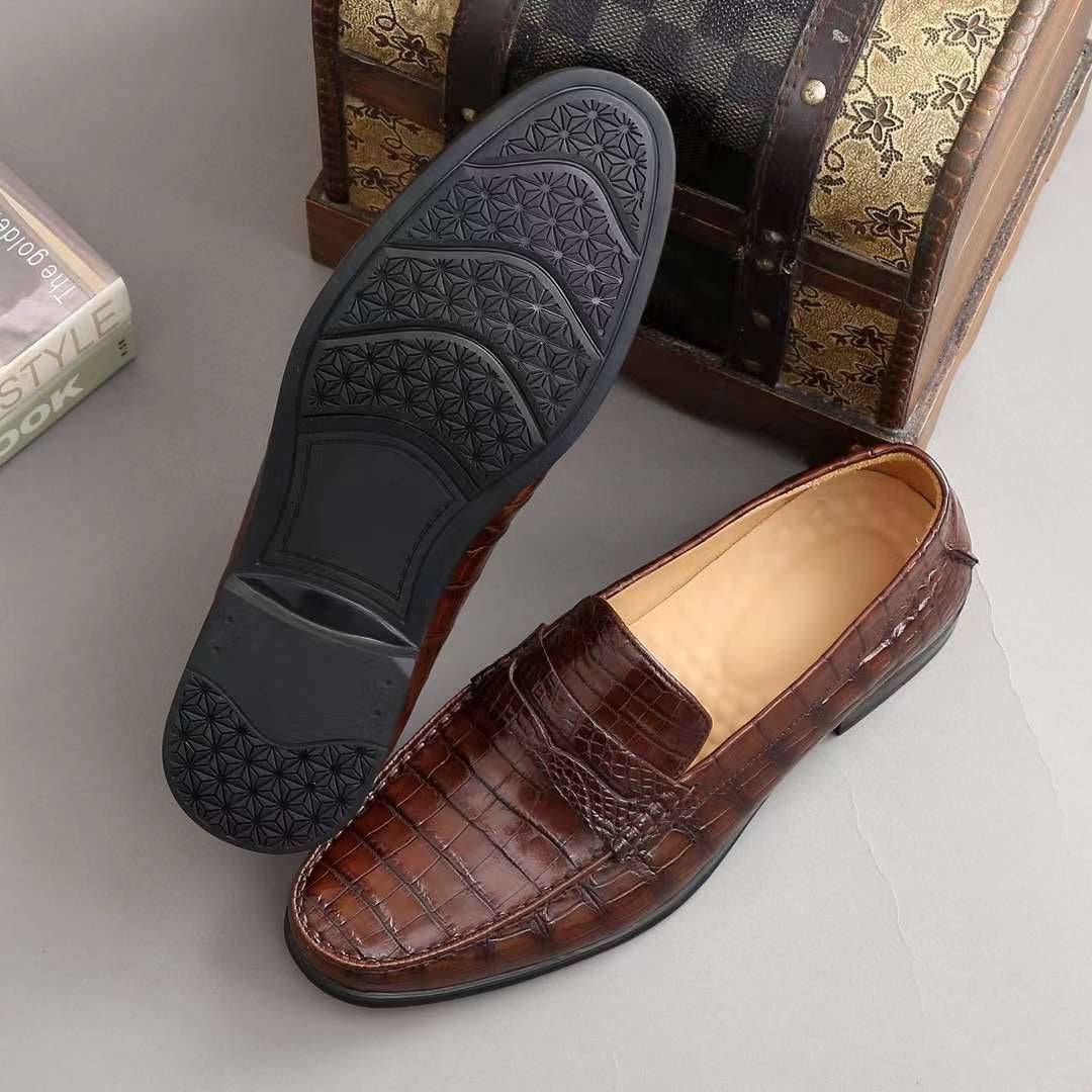 Crocodile Shoes Men's  Crocodile Leather Slip-On Loafers