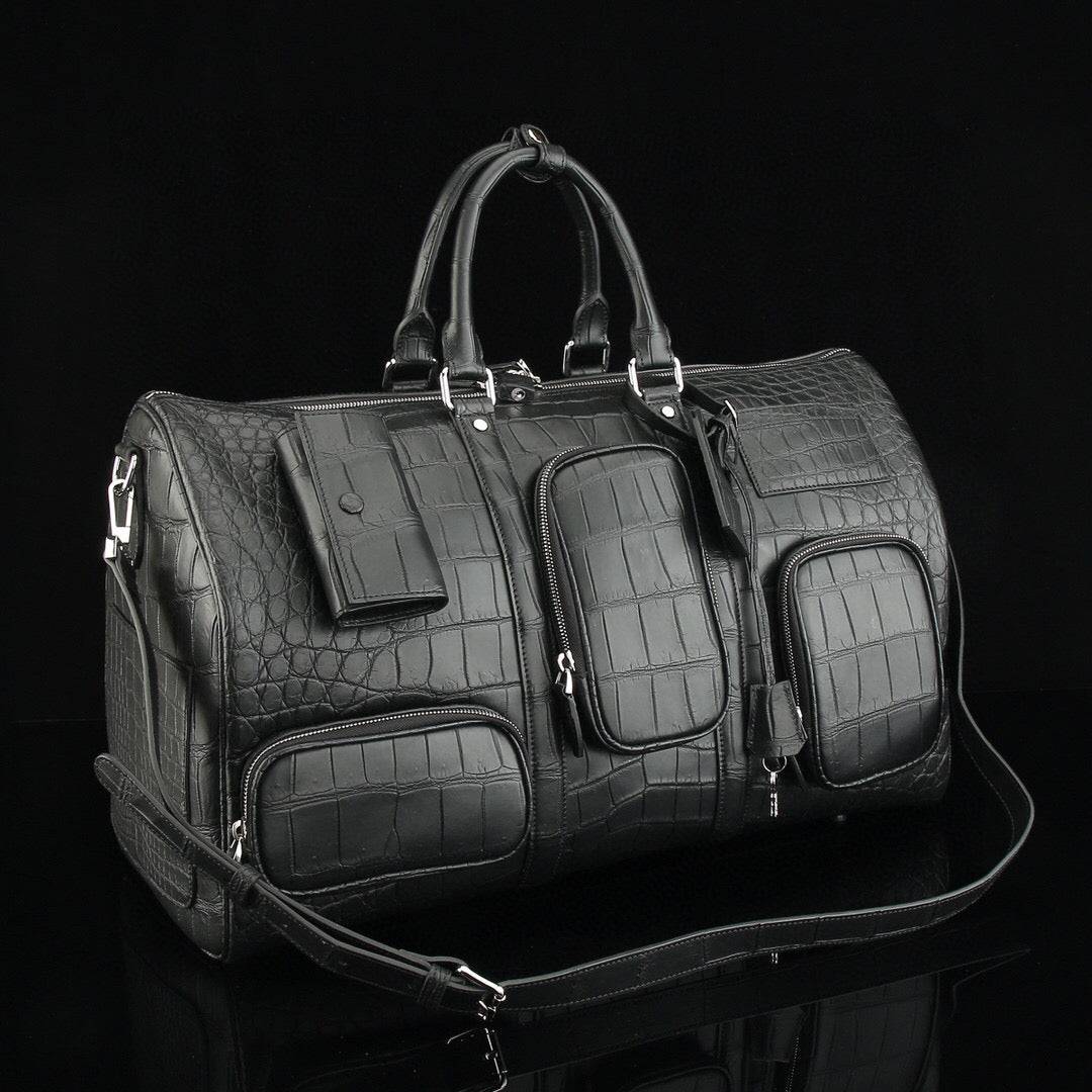 Men's Crocodile Leather Travel Duffel Holdall Bag