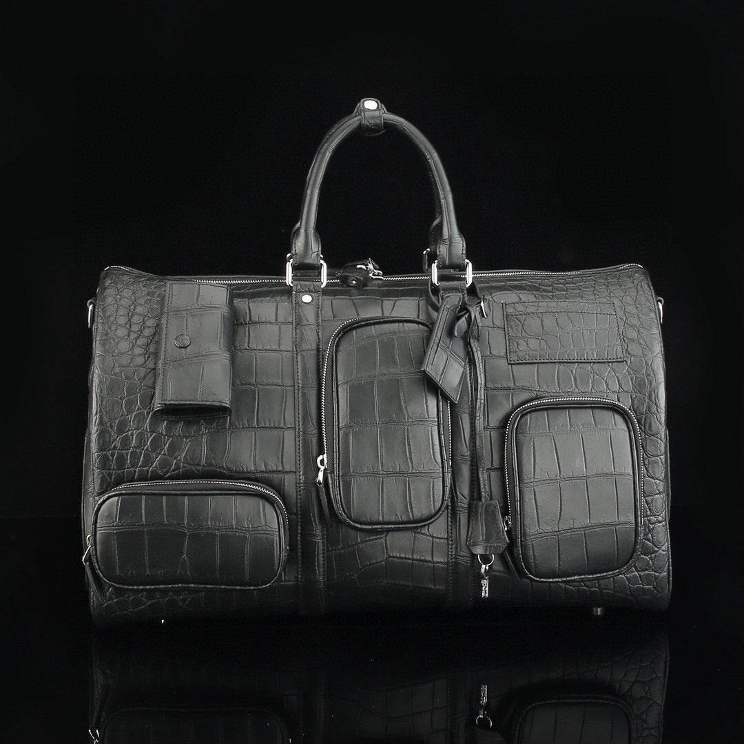 Men's Crocodile Leather Travel Duffel Holdall Bag