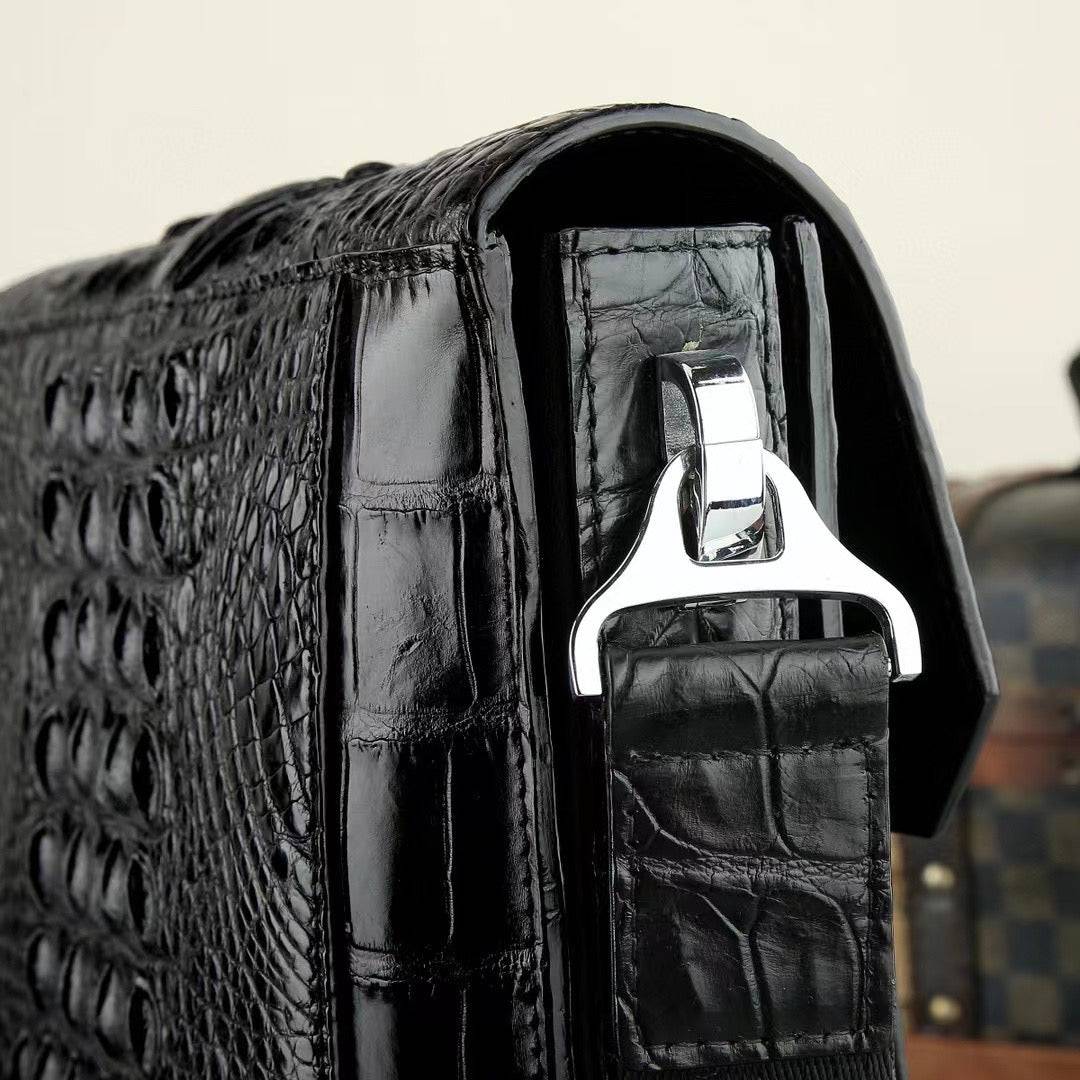 Men's Genuine Crocodile Leather Flap Cross Body Shoulder Bag