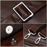 Men's Leather Briefcase Messenger Bag 14 Inch Laptop Shoulder Bag Large Volumn Business Briefcase With Trolley Belt