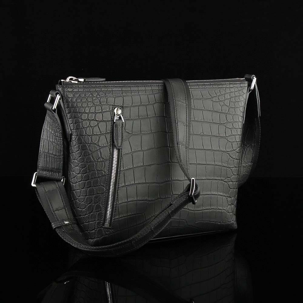 Men's Matt Genuine Crocodile Leather  Cross Body Messenger Bag