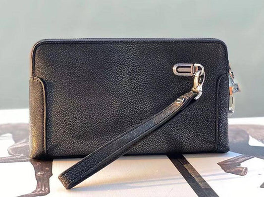 Men'sPearl Stingray Leather Business Double Code Lock Wallet With Wrist Strap Clutch Bag