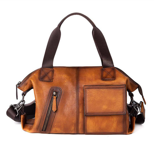 Mens Vintage Leather Buiness Briefcase Shoulder Bag 2530