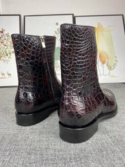 Mens Boots ,Crocodile Boots,Crocodile Shoes , Mens Crocodile Leather Side Zipper Boots