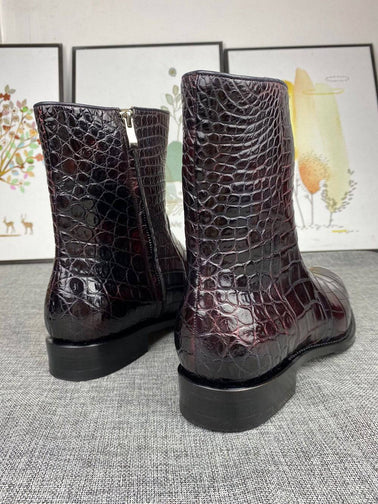 Mens Boots ,Crocodile Boots,Crocodile Shoes , Mens Crocodile Leather Side Zipper Boots