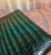 Mens Crocodile Leather  Business Zip Clutch Bags Vintage