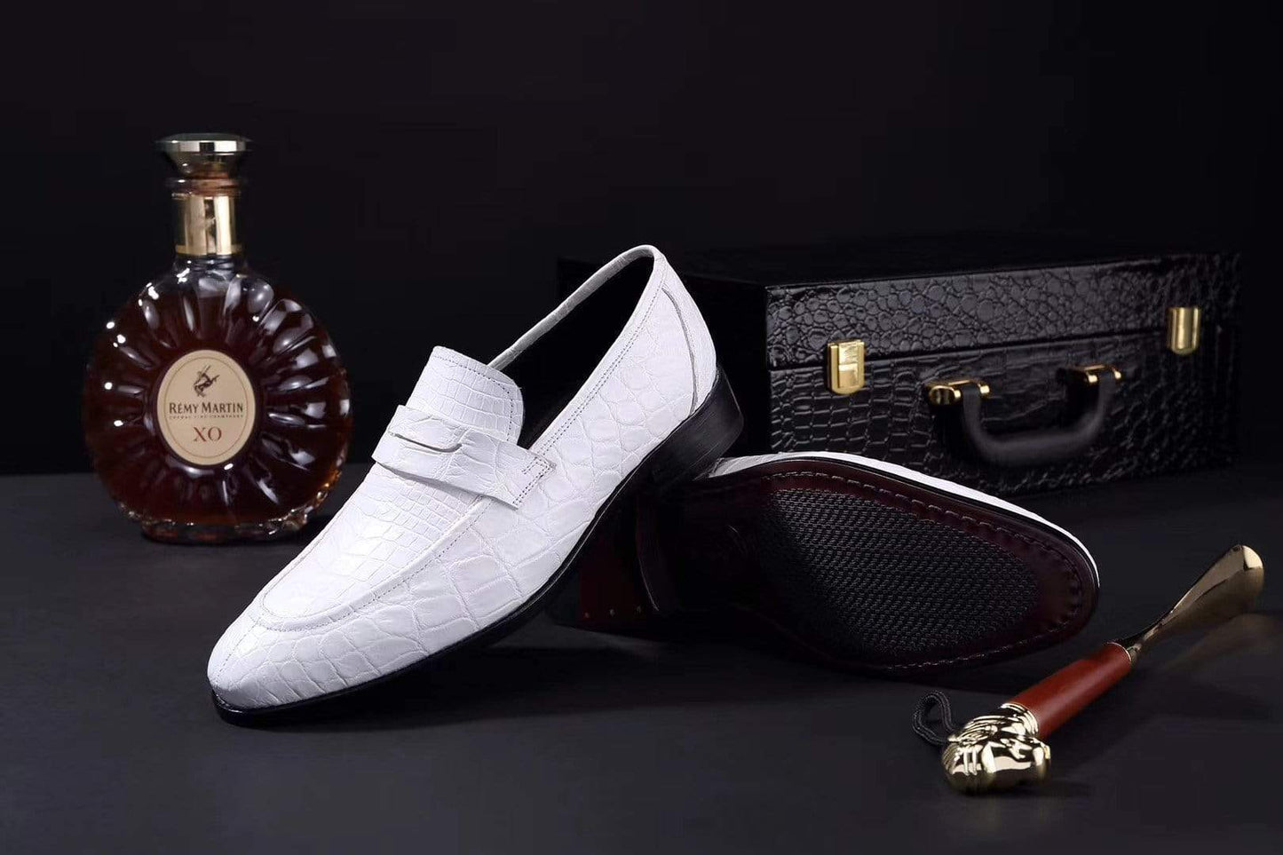 Crocodile Shoes Mens Crocodile Leather Penny Loafer Shoes White