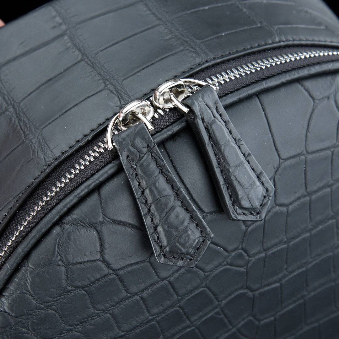 Preorder Large Matt Crocodile Leather Backpack Black