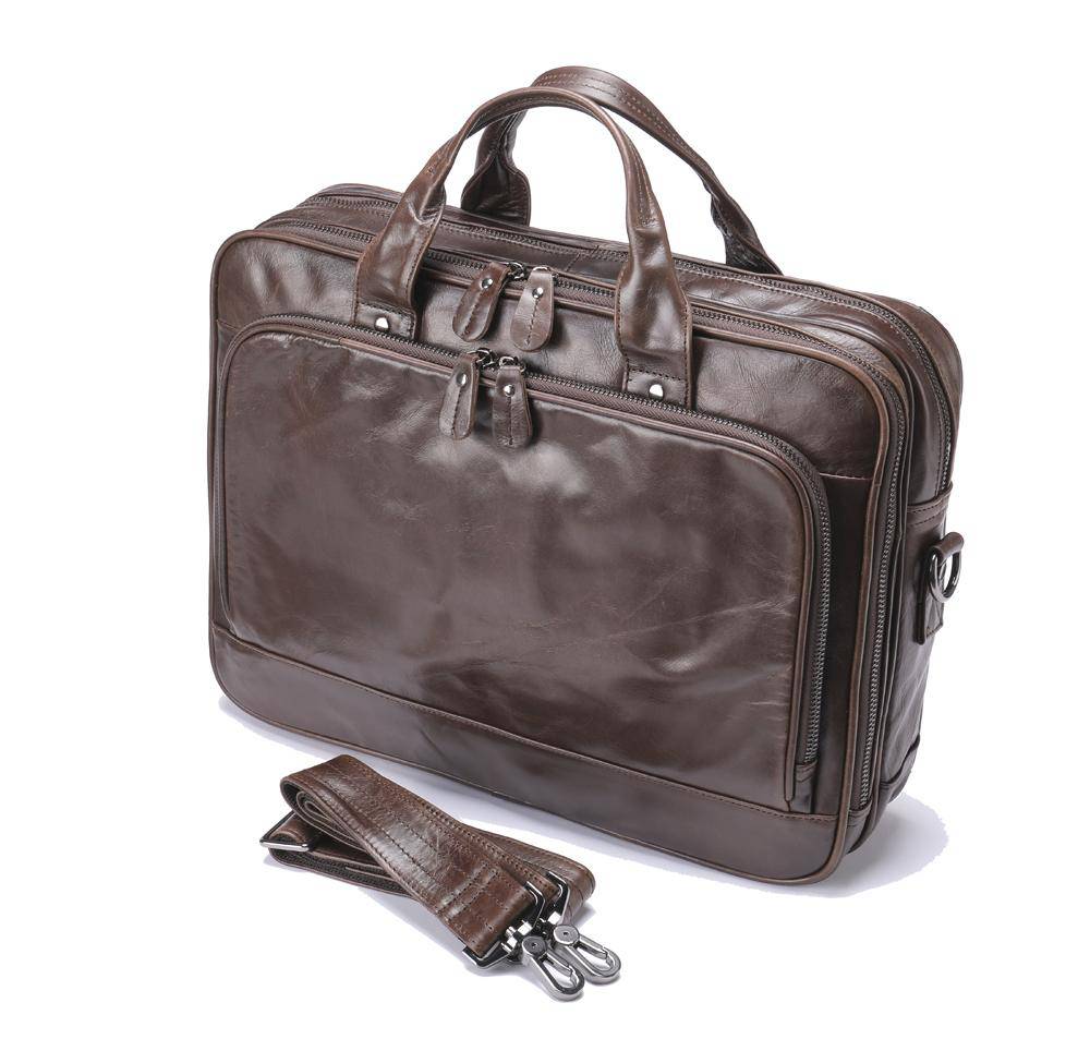 Mens Leather Briefcase 14"Laptop Large Volume Multi-Functional Business Bags