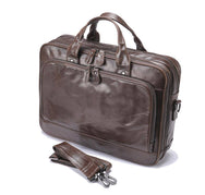 Mens Leather Briefcase 14"Laptop Large Volume Multi-Functional Business Bags