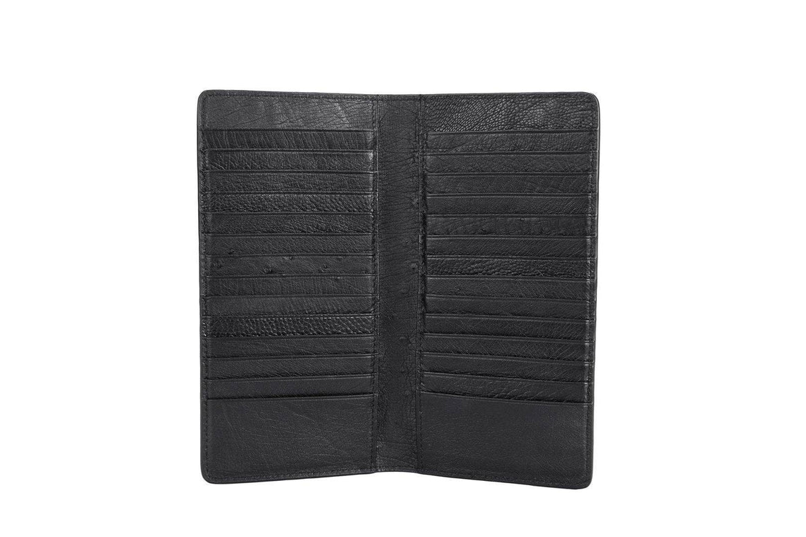 Mens Ostrich Leather Large Volumn Credit Card Clutch Wallet Bags