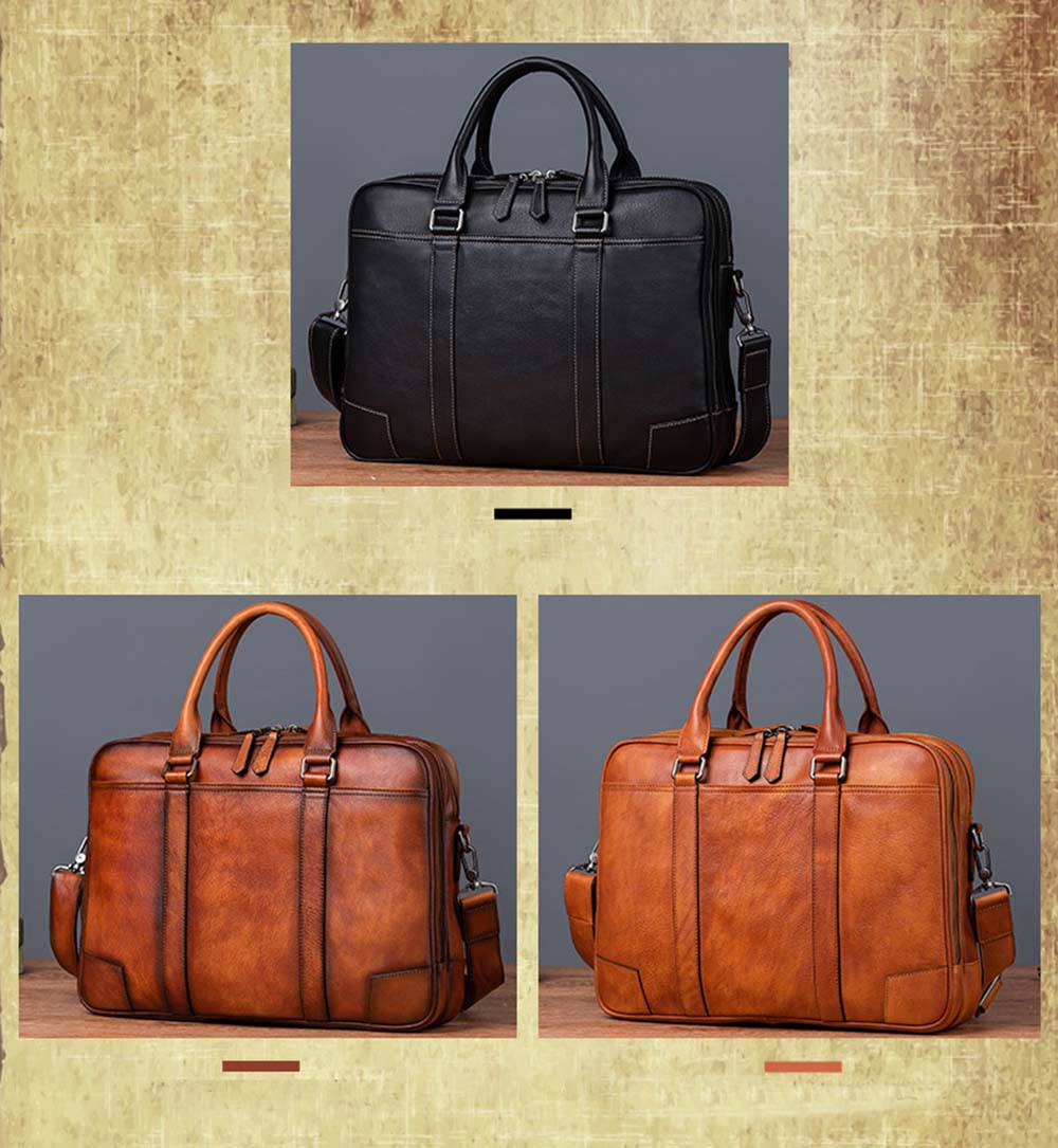 Mens Vintage Leather Buiness Briefcase Shoulder Bag 2732